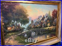 RARE Cobblestone Bridge Thomas Kinkade Canvas (71/240) R/E Renaissance ($7505)