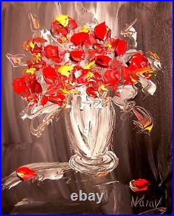 RED BOUQUET Original Oil Painting Stretched Canvas Impressionist Art MFGC7