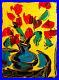 RED-FLOWERS-ON-YELLOW-Pop-Art-Painting-Original-Oil-Canvas-Gallery-Artist-NR-01-iilt