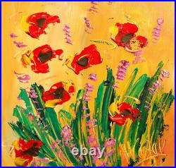 RED FLOWERS Pop Art Painting Original Oil On Canvas Gallery Artist H45ER