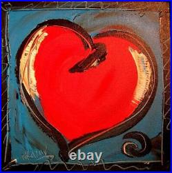 RED HEART Original Oil Painting on canvas IMPRESSIONIST KAZAV D1DDWHH