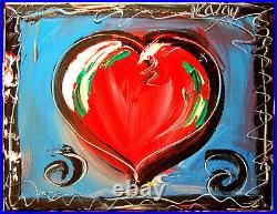 RED HEART abstract SIGNED Original Oil Painting on canvas IMPRESSIONIST 4545G