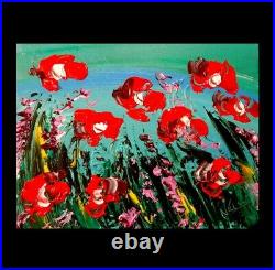 RED POPPIES ART Abstract Modern Original Oil Painting SIGNED BY ARTIST