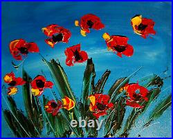 RED TULIPS WALL DECOR Pop Art Painting Original Oil Canvas Artist SIGNED