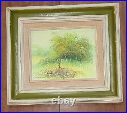 ROCCA 16x14 Framed Oil Painting Original Signed Field with Woman And Daisies