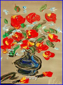 ROSES VASE ABSTRACT ARTWORK DECO canvas painting Original Oil Painting