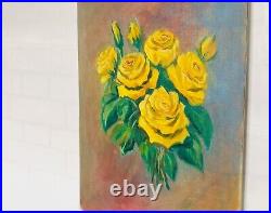 Radiant 16x20 Oil Painting on Canvas Panel Yellow Roses Bouquet