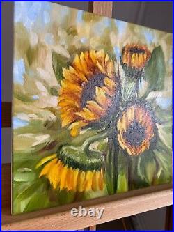 Radiant Sunflowers Handcrafted Oil Painting on Canvas for a Stunning Home Decor