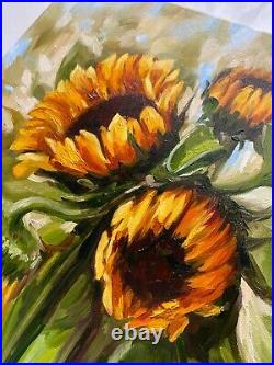 Radiant Sunflowers Handcrafted Oil Painting on Canvas for a Stunning Home Decor