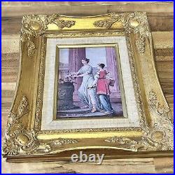 Rare Vintage The Offering To Venus Oil Painting In Gold Ornate Frame 12.5x11