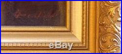 Rare ca. 1900 Extra Large Buffet & Hutch Interior Scene Painting Oil/Canvas/Frame