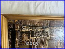 Rare find vintage original abstract oil painting City Skyline signed framed