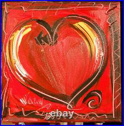 Red Heart ABSTRACT Original Oil Painting canvas IMPRESSIONIST KAZAV