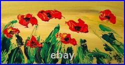 Red poppies Oil Painting on canvas IMPRESSIONIST ART BY MARK KAZAV HBYth