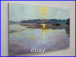 River landscape painting IMPRESSIONISM original Oil on canvas by A. Onipchenko