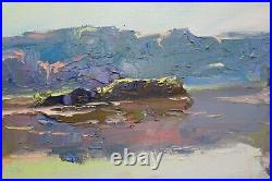 River landscape painting IMPRESSIONISM original Oil on canvas by A. Onipchenko