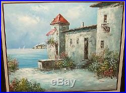 Rossini Original Oil On Canvas Sea Shore Sail Boat Painting