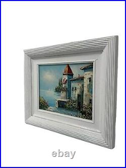 Rossini Vintage Canvas Oil Original Italian Seascape Harbor Village Painting