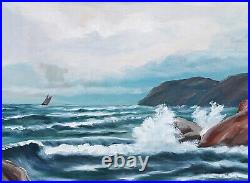 Rough sea, oil on canvas painting from Denmark