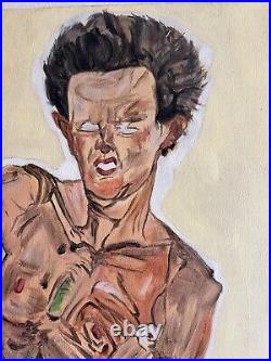 SIGNED EGON SCHIELE Oil Painting Oil On Canvas, Large Size 19 X 27