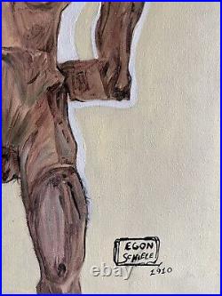 SIGNED EGON SCHIELE Oil Painting Oil On Canvas, Large Size 19 X 27