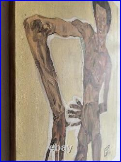 SIGNED EGON SCHIELE Oil Painting Oil On Canvas, Large Size 19 X 27