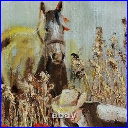 SOLD PAINTING Wildflower Meadow Horse Woman Poppy ORIGINAL ART Oil YARY DLUHOS