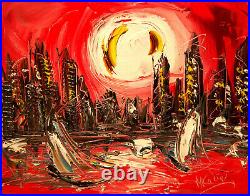 SUN CITY Abstract Modern CANVAS Original Oil Painting NUFP9-9HhH