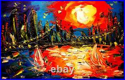 SUN CITY IMPRESSIONIST LARGE ORIGINAL OIL PAINTING -ABSTRACT ART Jqwg