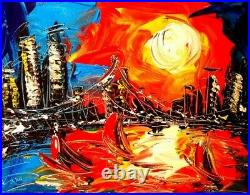 SUNSET CITY Pop Art Painting Original Oil On Canvas Gallery Artist MARK KAZAV