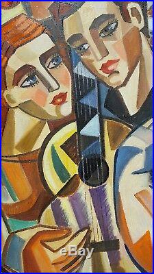 Samuel VEKSLER b1966 cubist large original signed canvas oil painting My Guitar