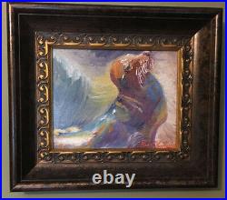 Seal Sea Lion Original Oil Painting Canvas 14x12 Frame