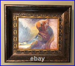 Seal Sea Lion Original Oil Painting Canvas 14x12 Frame