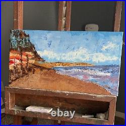 Seascape Beach Oil Painting Original, Abstract Wall Art, Canvas Oil Painting