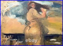 Seascape Picasso Figure Woman Cubist Modern Oil Painting Large Canvas 18x24