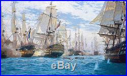 Seascape huge Oil painting Turner The Battle of Trafalgar & huge sail boats 36