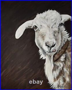 Sheep Original Oil Painting Farmhouse Art Lamb Artwork 20 by 16 Farm Animal