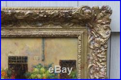 Signed LINNIE WATT The Street Market Oil Painting on Canvas Ornate Gold Frame