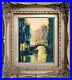 Signed-Oil-Painting-on-Canvas-with-Ornate-Framed-Morning-Blue-Venice-Scenery-01-ljv