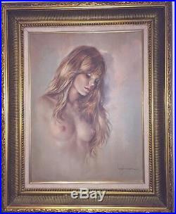 Signed Original Leo Jansen Nude Oil Painting Vintage 1970's Playboy Artist
