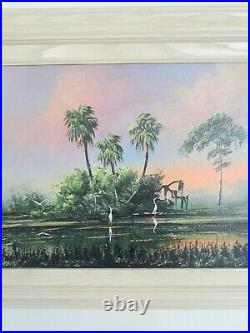 Signed Vintage Florida Highwaymen Painting Robert R. L. Lewis Florida Wetlands