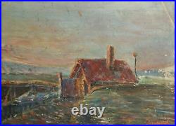 Signed antique oil painting landscape