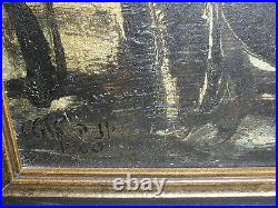 Signed by Unknown Artist Vintage 1959 Oil on Board Painting Artwork