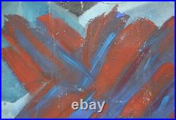 Signed vintage abstract modernist composition oil painting