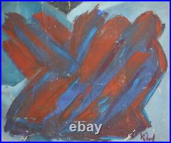 Signed vintage abstract modernist composition oil painting