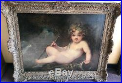 Sir Joshua Reynolds Cherup Depiction Oil Painting with Antique Wall Frame