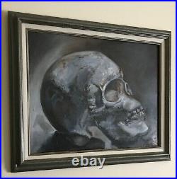 Skeleton Head, 24x18, Original Oil Painting, Signed Art, Framed, Home Decor