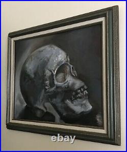 Skeleton Head, 24x18, Original Oil Painting, Signed Art, Framed, Home Decor