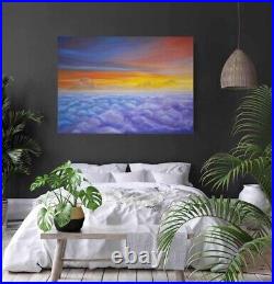 Sky painting Colorful Sunset Clouds Original Oil Painting 20x27.5 inches