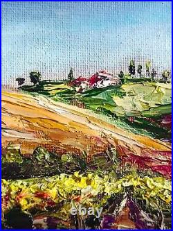 Southern Landscape Original Oil Painting Vineyard Tuscany Impressionism